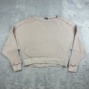 Urban Outfitters Cropped Top Women Size S Petite Tan Henley Waffle Knit